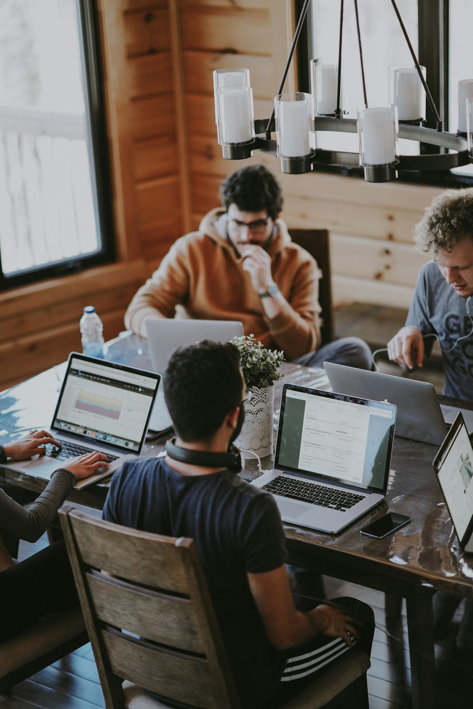 People beginning a focused business conversation