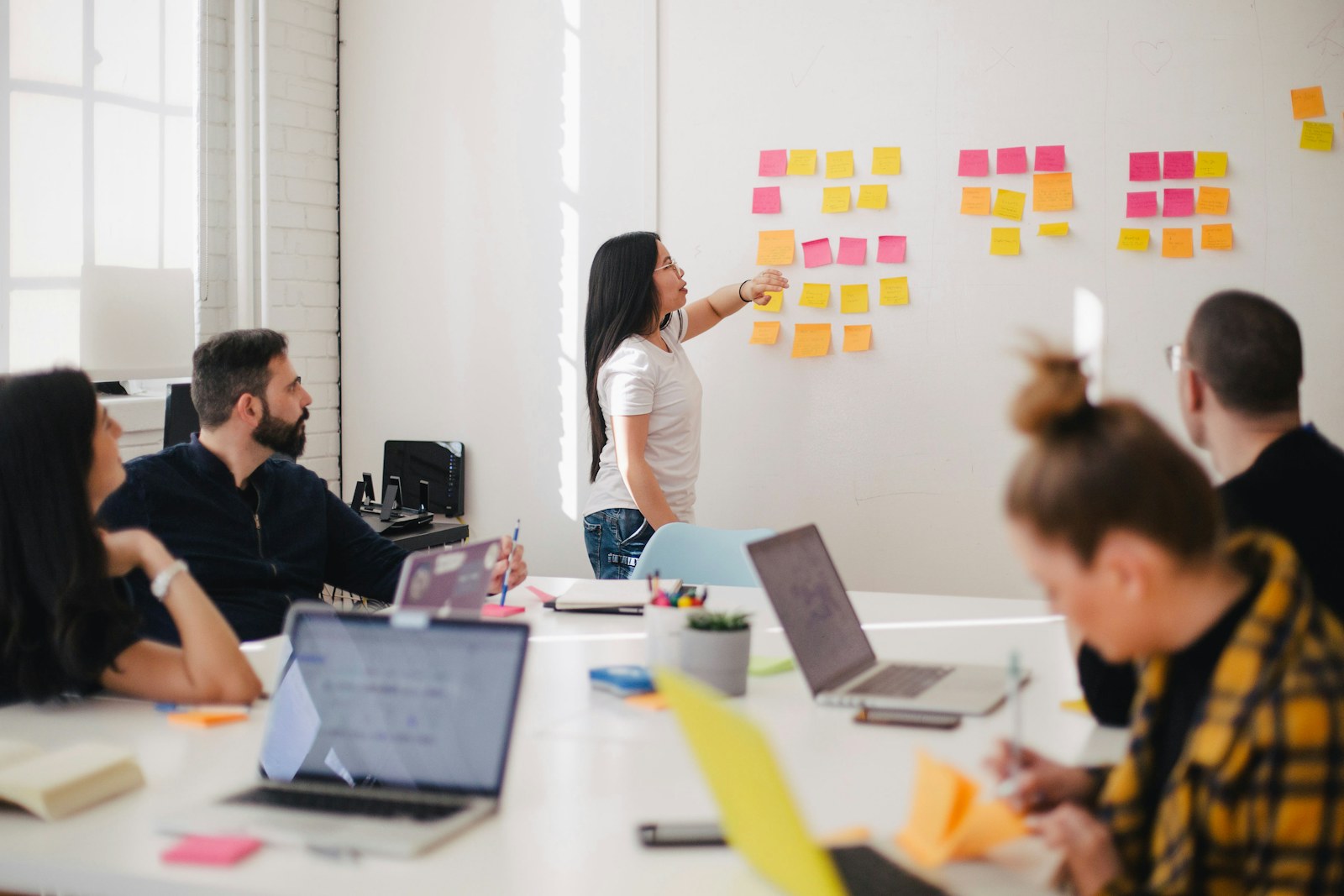 A team mapping connected business processes and priorities