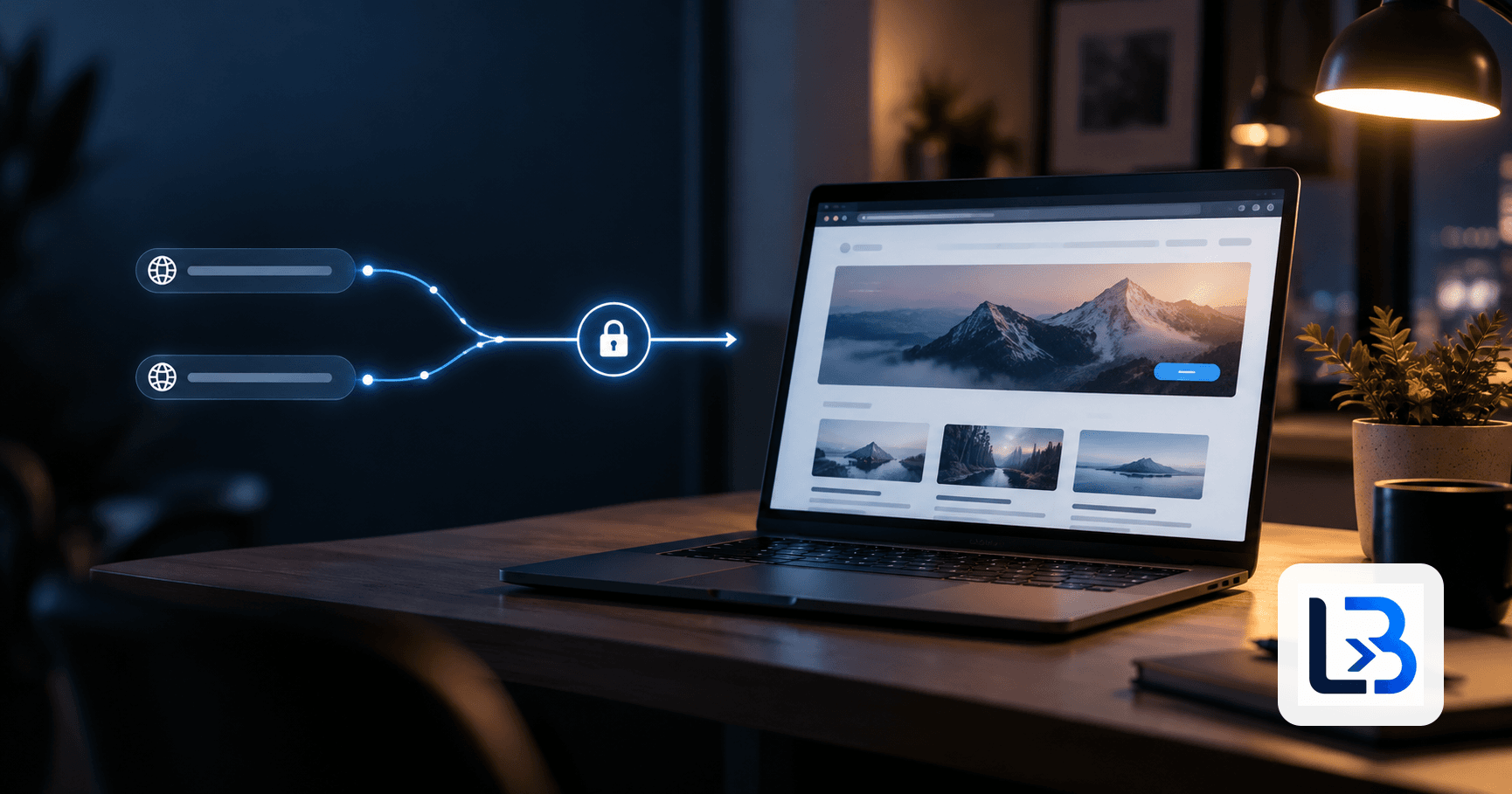 Two website domain routes merging into one secure connection