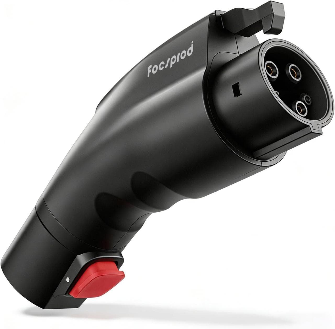 Black FOCSPROD NACS-to-J1772 charging adapter shown on a white background